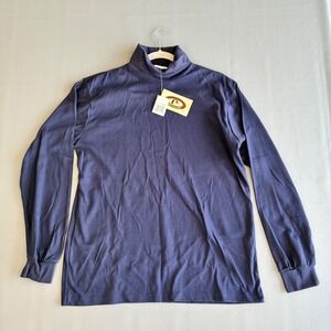 Bert Pulitzer Mens Navy Blue Cotton Turtleneck Long Sleeve Shirt 521902 Large